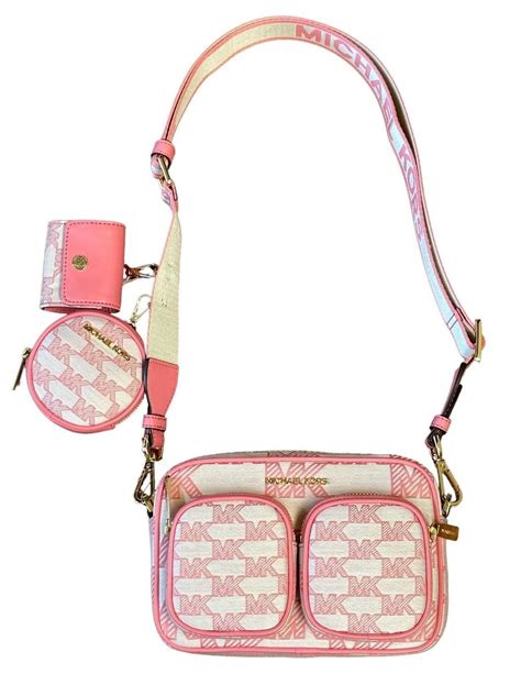 michael kors crossbody with tech attached mk signature pink|Michael Kors clear crossbody.